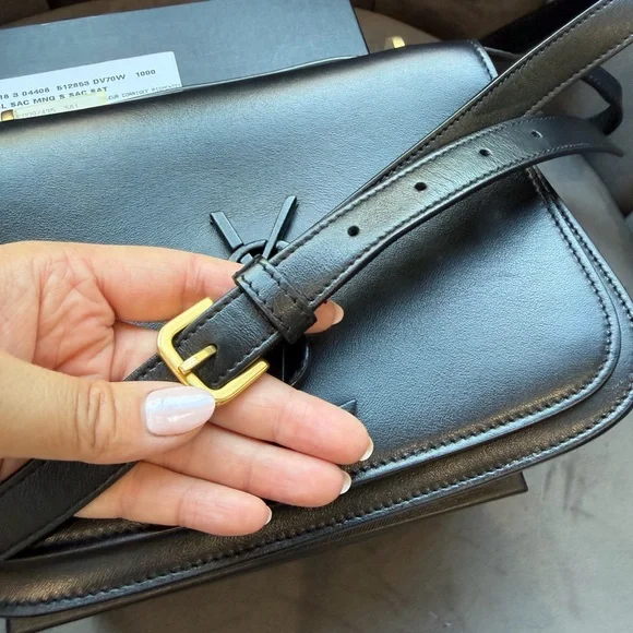 Yves Saint Laurent Spontini Saddle Bag Black in Smooth Calfskin Monogram Camera - Picture 8 of 17